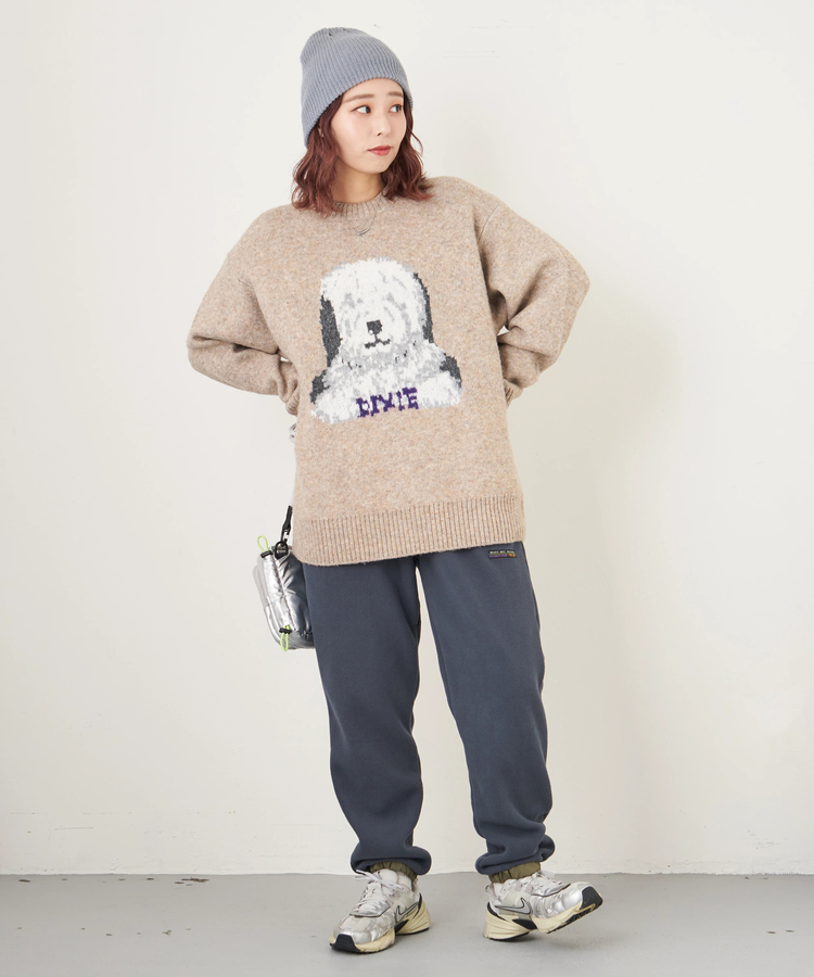 CUBE SUGAR(キューブシュガー) |【秋冬新作】リサイクル ニット アニマル柄 ジャガード プルオーバー