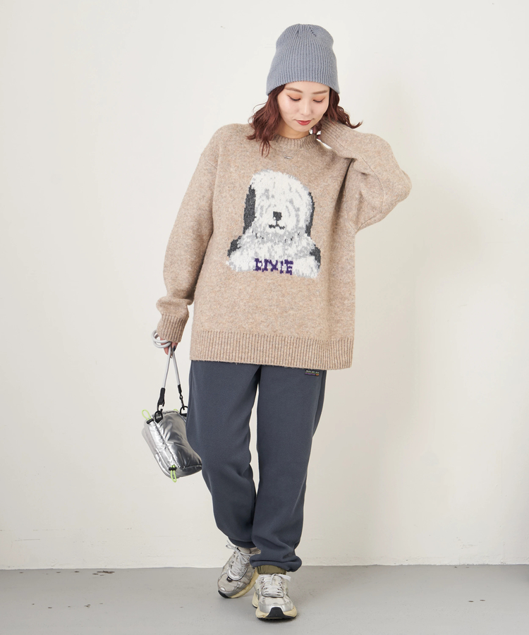 CUBE SUGAR(キューブシュガー) |【秋冬新作】リサイクル ニット アニマル柄 ジャガード プルオーバー