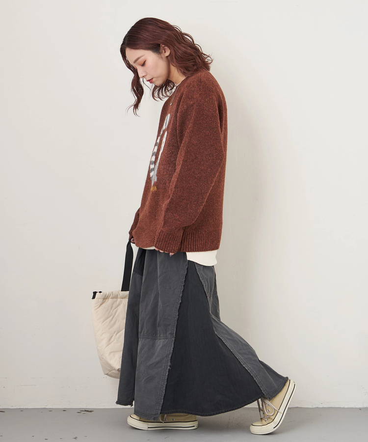 CUBE SUGAR(キューブシュガー) |【秋冬新作】リサイクル ニット アニマル柄 ジャガード プルオーバー