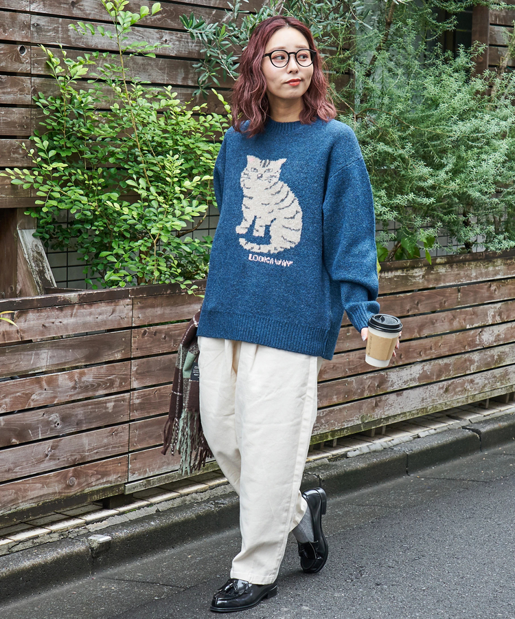 CUBE SUGAR(キューブシュガー) |【秋冬新作】リサイクル ニット アニマル柄 ジャガード プルオーバー