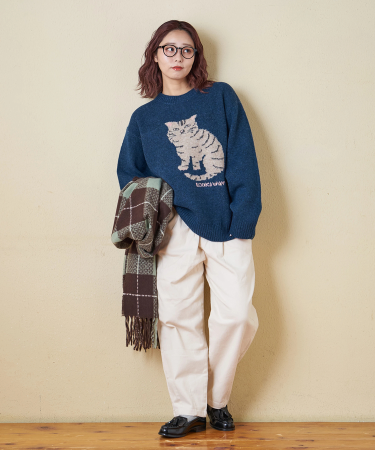 CUBE SUGAR(キューブシュガー) |【秋冬新作】リサイクル ニット アニマル柄 ジャガード プルオーバー