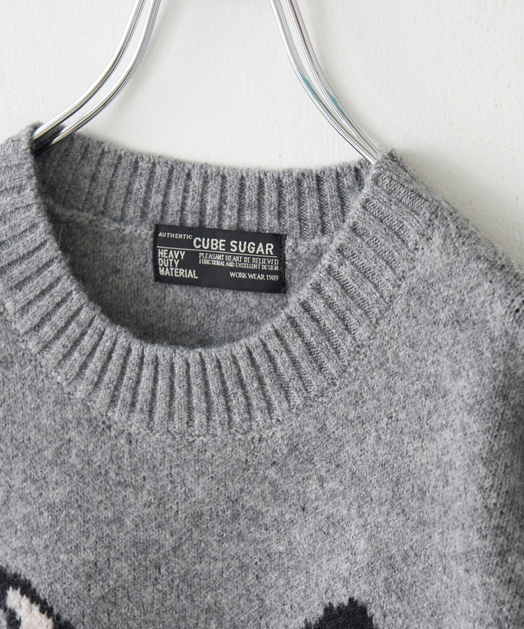 CUBE SUGAR(キューブシュガー) |【秋冬新作】リサイクル ニット アニマル柄 ジャガード プルオーバー