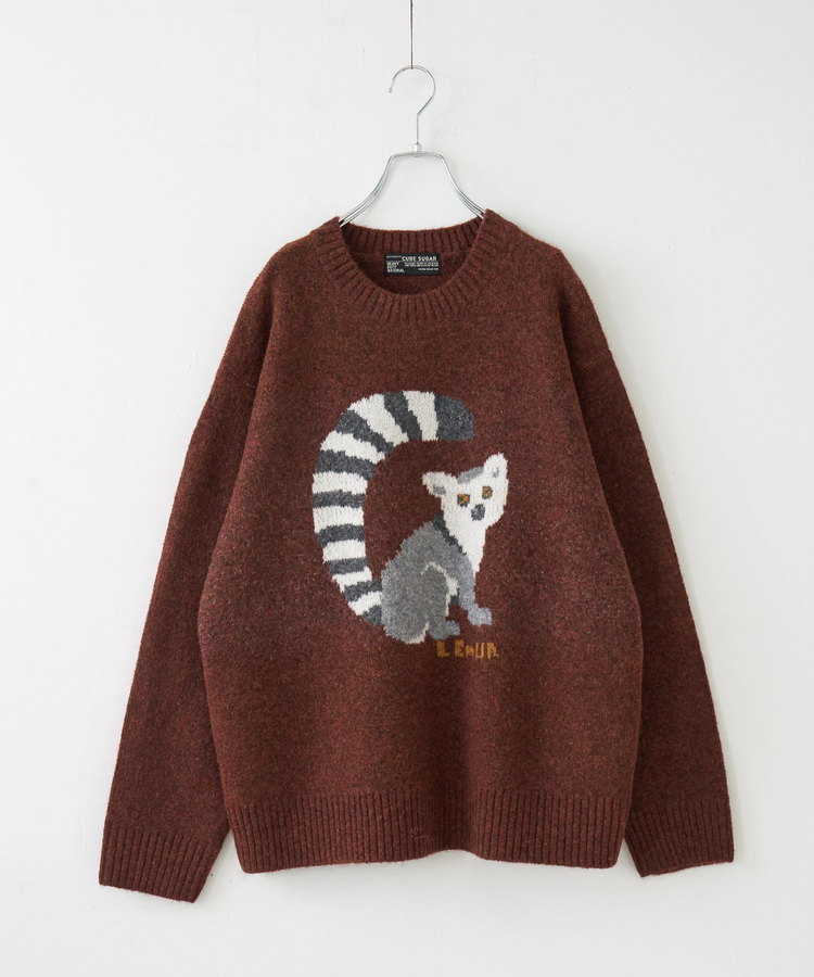 CUBE SUGAR(キューブシュガー) |【秋冬新作】リサイクル ニット アニマル柄 ジャガード プルオーバー