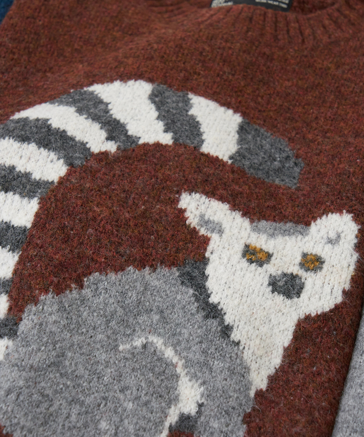 CUBE SUGAR(キューブシュガー) |【秋冬新作】リサイクル ニット アニマル柄 ジャガード プルオーバー