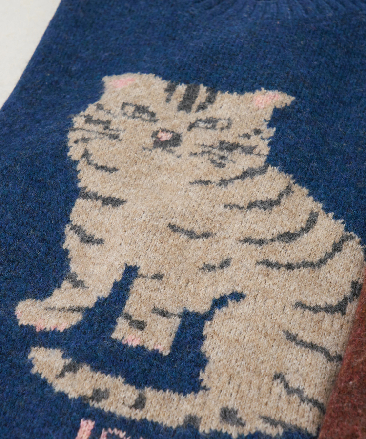 CUBE SUGAR(キューブシュガー) |【秋冬新作】リサイクル ニット アニマル柄 ジャガード プルオーバー