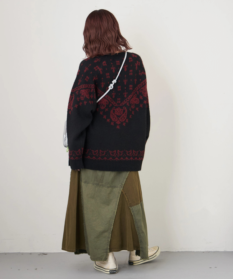 CUBE SUGAR(キューブシュガー) |【秋冬新作】リサイクル ニット ペイズリー柄 ジャガード プルオーバー