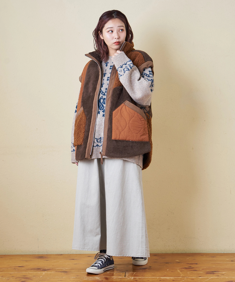 CUBE SUGAR(キューブシュガー) |【秋冬新作】リサイクル ニット ペイズリー柄 ジャガード プルオーバー