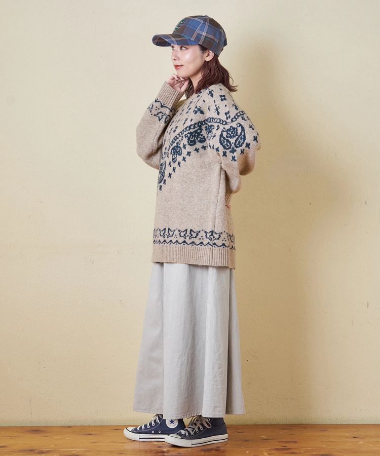 CUBE SUGAR(キューブシュガー) |【秋冬新作】リサイクル ニット ペイズリー柄 ジャガード プルオーバー