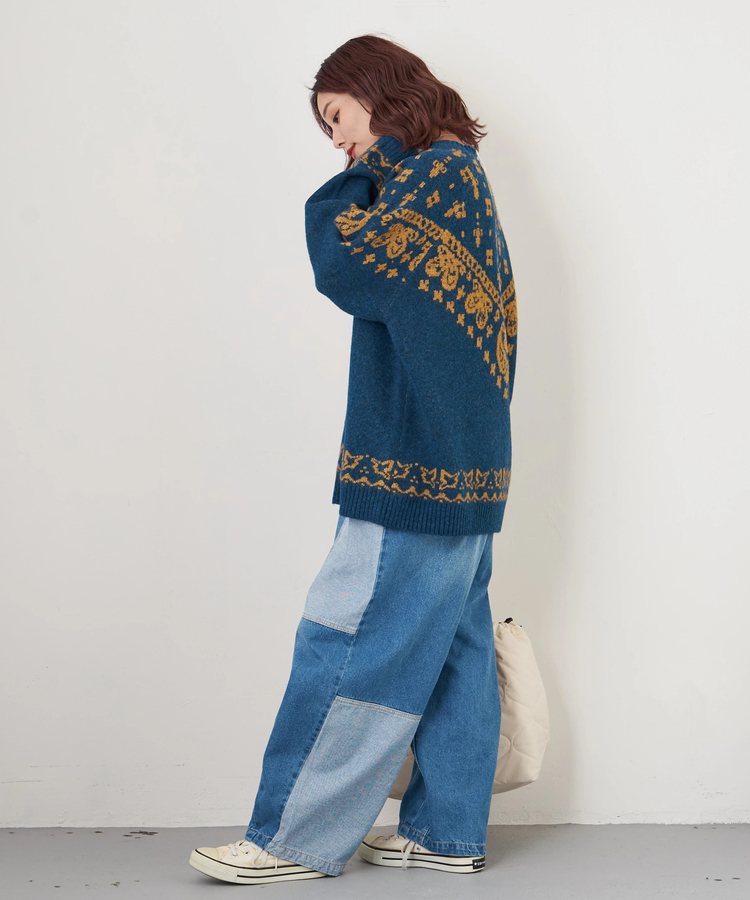 CUBE SUGAR(キューブシュガー) |【秋冬新作】リサイクル ニット ペイズリー柄 ジャガード プルオーバー