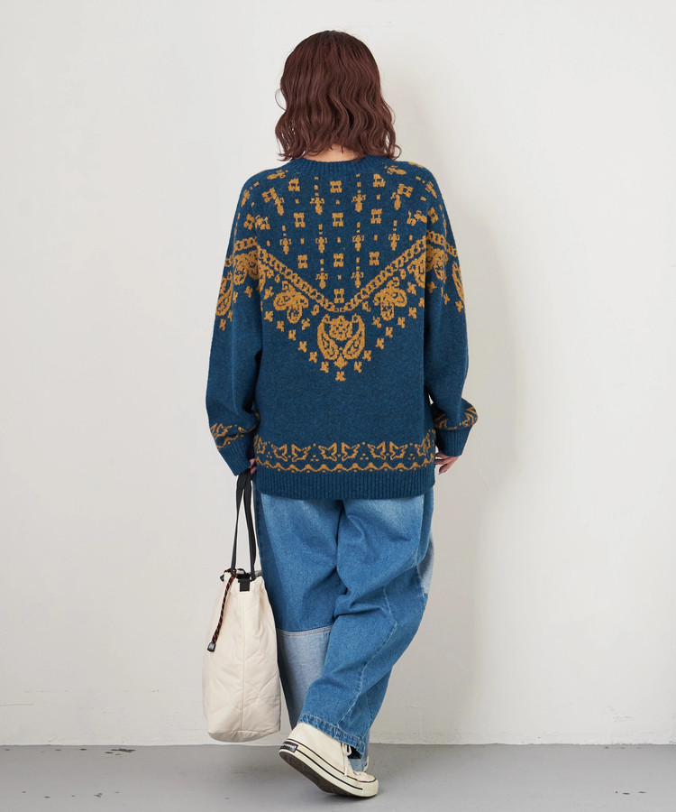 CUBE SUGAR(キューブシュガー) |【秋冬新作】リサイクル ニット ペイズリー柄 ジャガード プルオーバー
