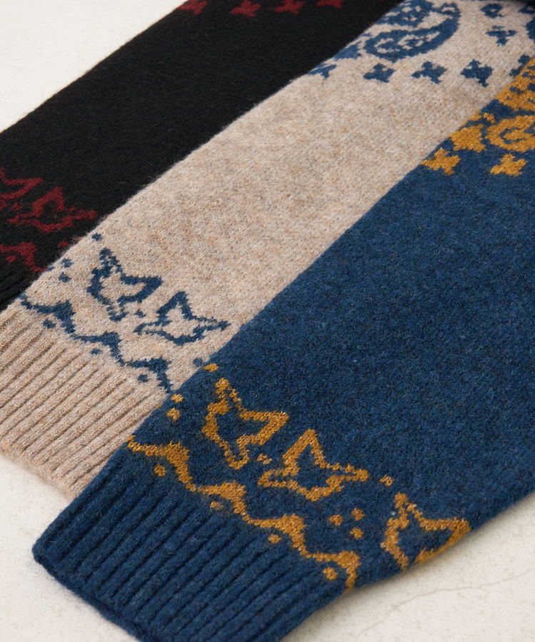 CUBE SUGAR(キューブシュガー) |【秋冬新作】リサイクル ニット ペイズリー柄 ジャガード プルオーバー