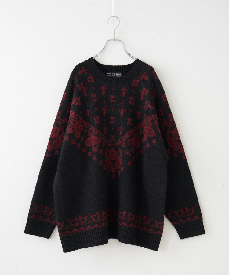 CUBE SUGAR(キューブシュガー) |【秋冬新作】リサイクル ニット ペイズリー柄 ジャガード プルオーバー