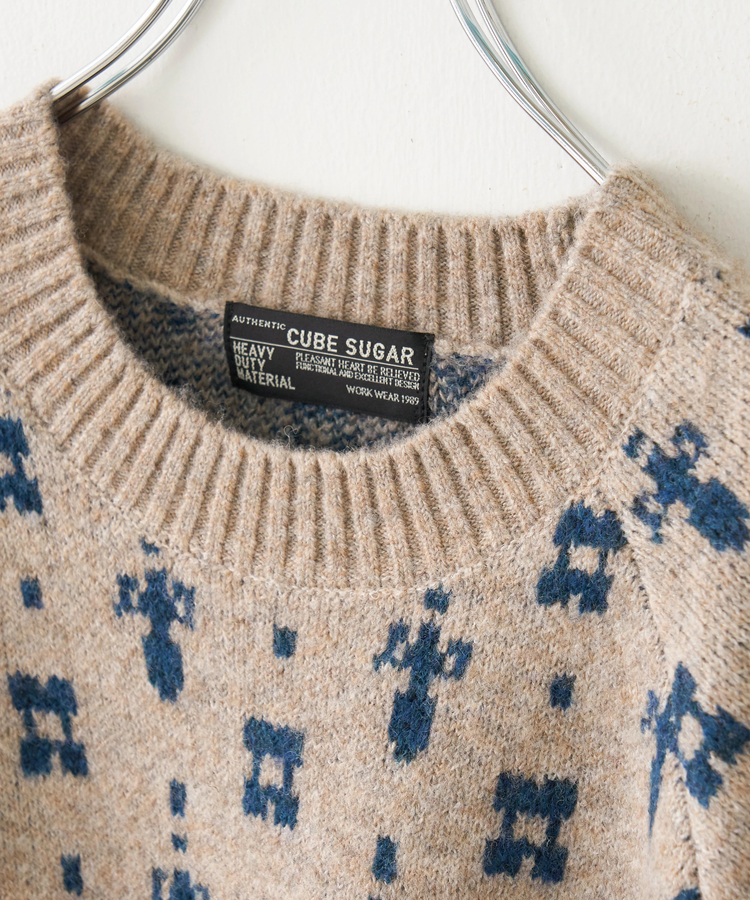 CUBE SUGAR(キューブシュガー) |【秋冬新作】リサイクル ニット ペイズリー柄 ジャガード プルオーバー