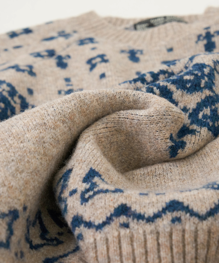 CUBE SUGAR(キューブシュガー) |【秋冬新作】リサイクル ニット ペイズリー柄 ジャガード プルオーバー