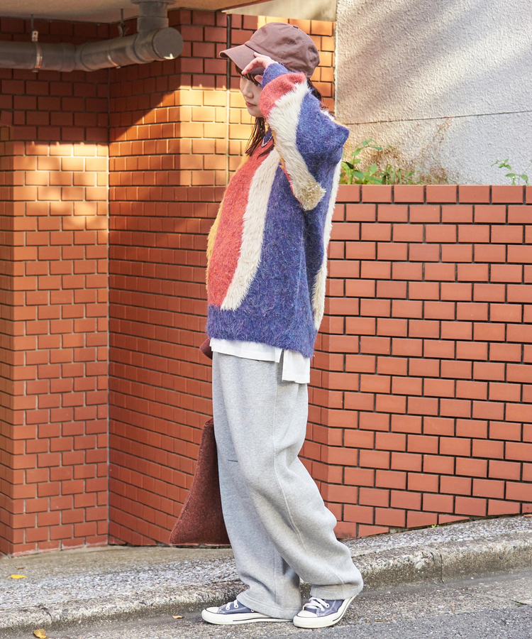 CUBE SUGAR(キューブシュガー) |【秋冬新作】ループヤーン × シャギーヤーン ニット ランダム ストライプ プルオーバー