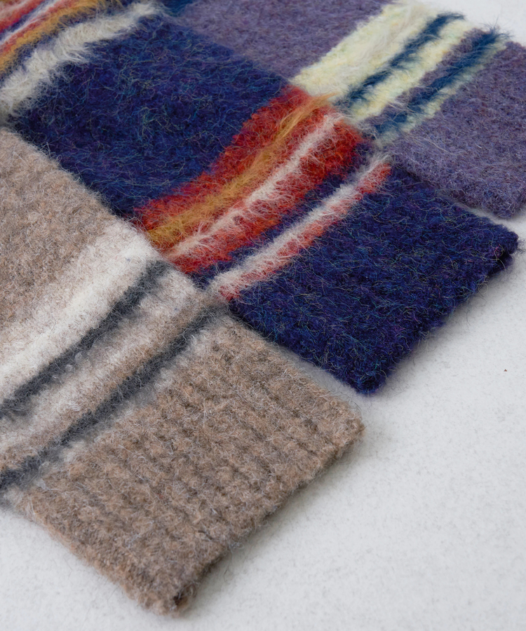 CUBE SUGAR(キューブシュガー) |【秋冬新作】ループヤーン × シャギーヤーン マルチボーダー ニット Vネック カーディガン