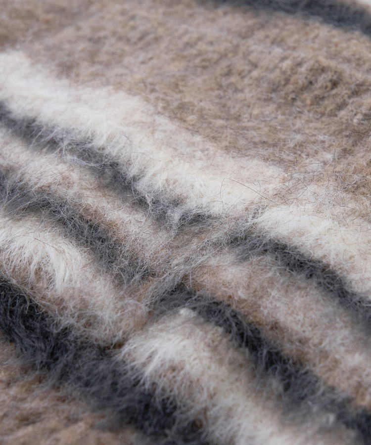 CUBE SUGAR(キューブシュガー) |【秋冬新作】ループヤーン × シャギーヤーン マルチボーダー ニット Vネック カーディガン