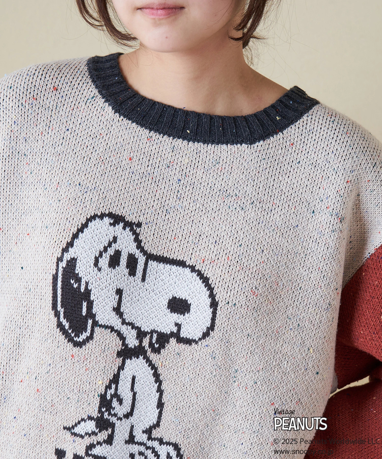 CUBE SUGAR(キューブシュガー) |PEANUTS  ( ピーナッツ ) 1/16ネップヤーン ニット バックロゴ プルオーバー