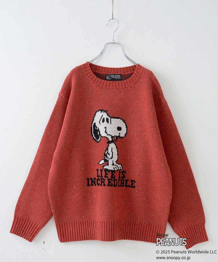 CUBE SUGAR(キューブシュガー) |PEANUTS  ( ピーナッツ ) 1/16ネップヤーン ニット バックロゴ プルオーバー