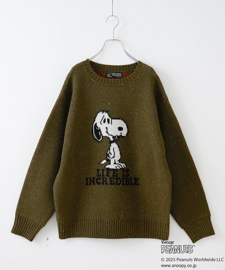 CUBE SUGAR(キューブシュガー) |PEANUTS  ( ピーナッツ ) 1/16ネップヤーン ニット バックロゴ プルオーバー