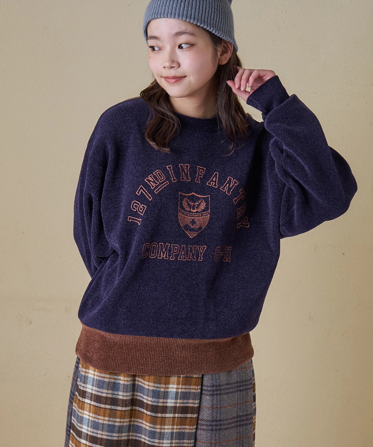 CUBE SUGAR(キューブシュガー) |【秋冬新作】モールヤーン ニット ロゴプリント プルオーバー