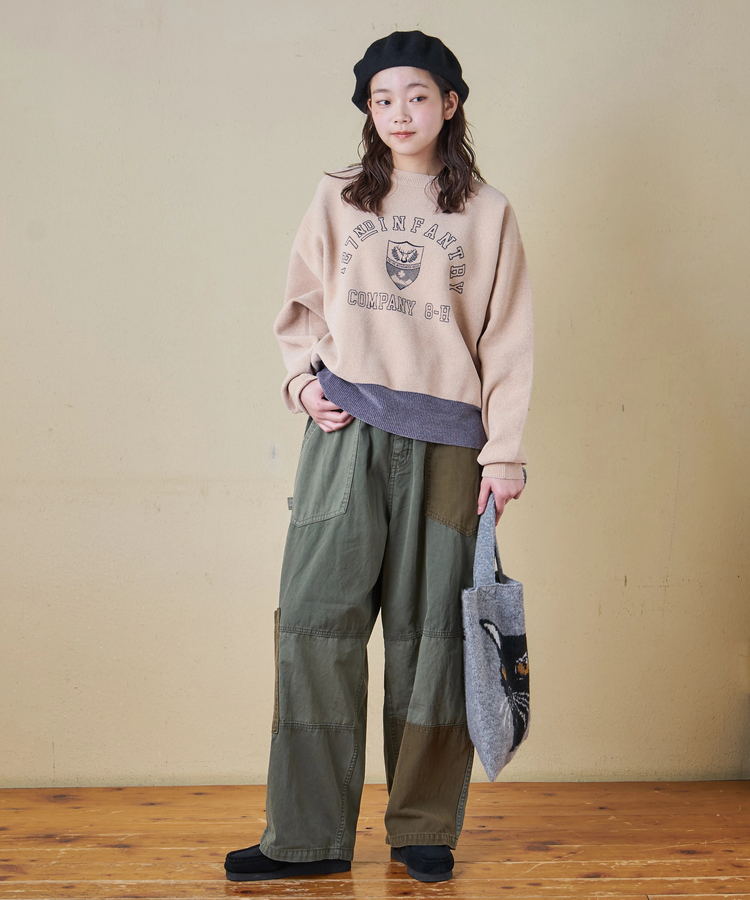 CUBE SUGAR(キューブシュガー) |【秋冬新作】モールヤーン ニット ロゴプリント プルオーバー