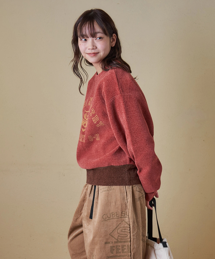 CUBE SUGAR(キューブシュガー) |【秋冬新作】モールヤーン ニット ロゴプリント プルオーバー