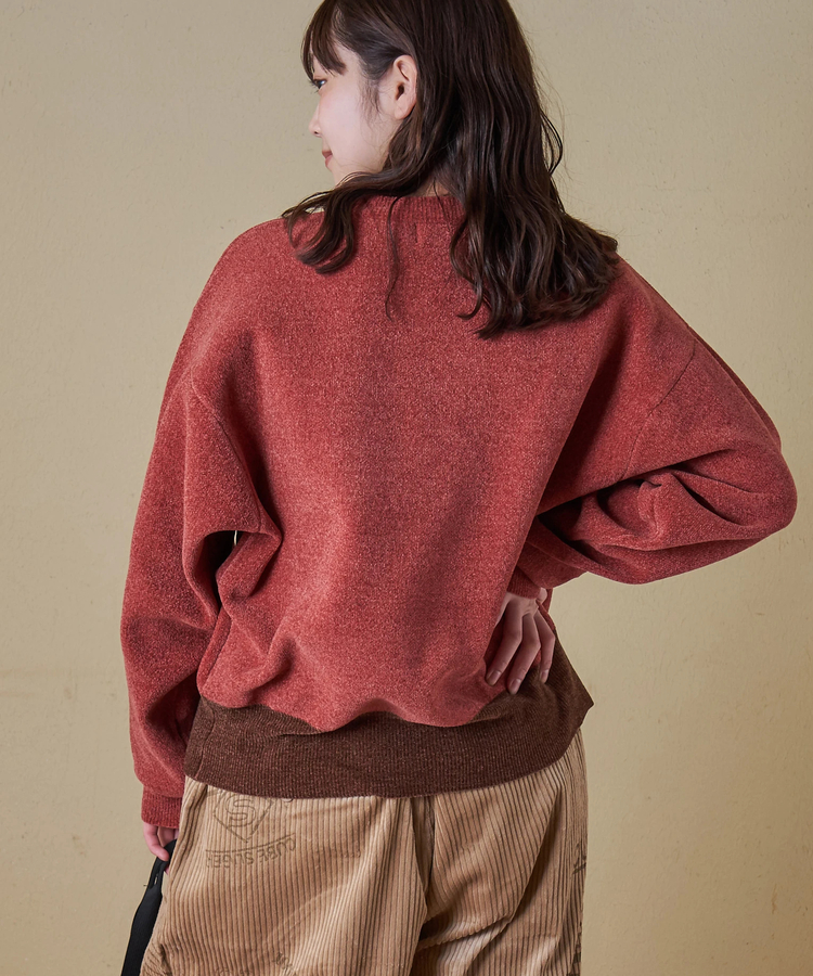 CUBE SUGAR(キューブシュガー) |【秋冬新作】モールヤーン ニット ロゴプリント プルオーバー