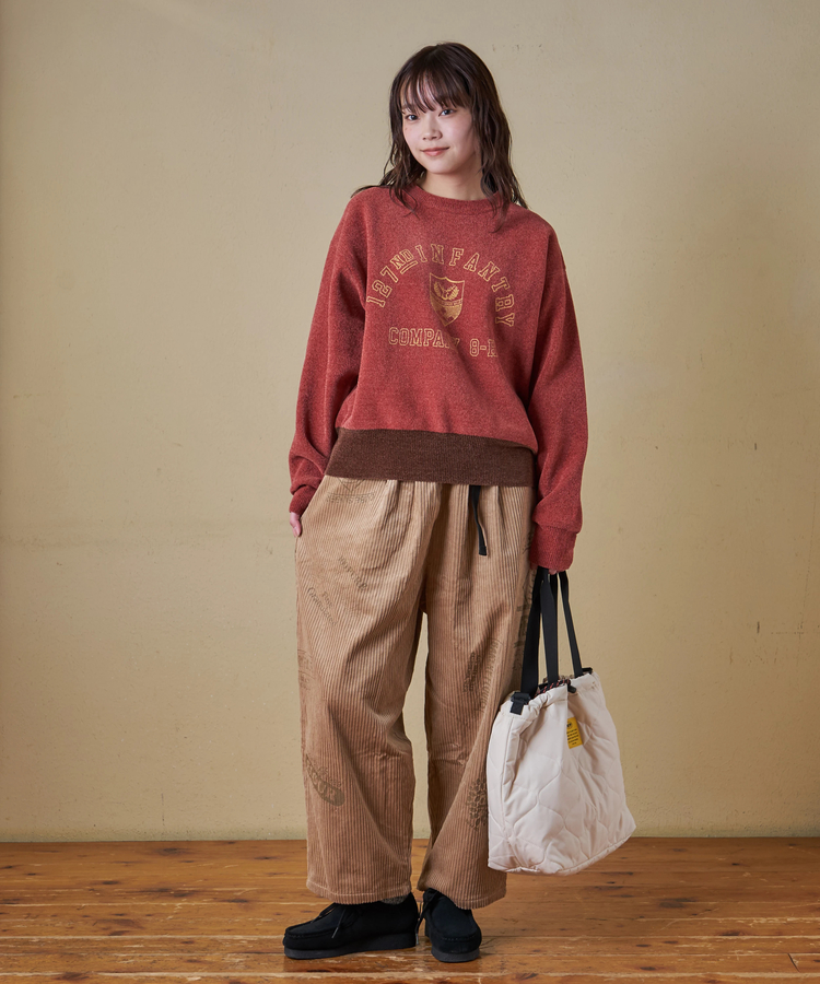 CUBE SUGAR(キューブシュガー) |【秋冬新作】モールヤーン ニット ロゴプリント プルオーバー