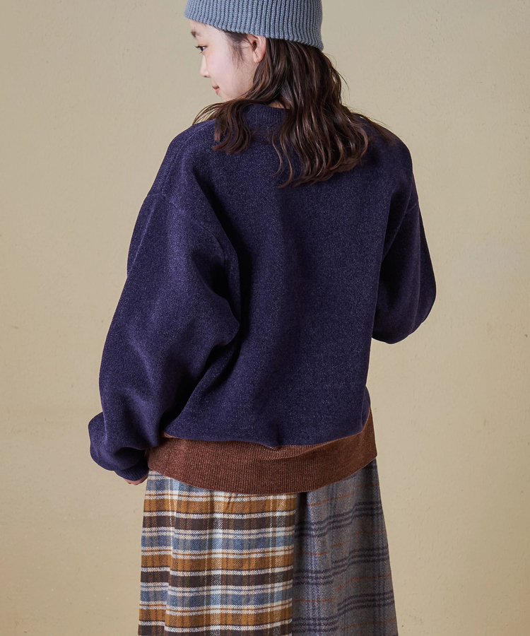 CUBE SUGAR(キューブシュガー) |【秋冬新作】モールヤーン ニット ロゴプリント プルオーバー