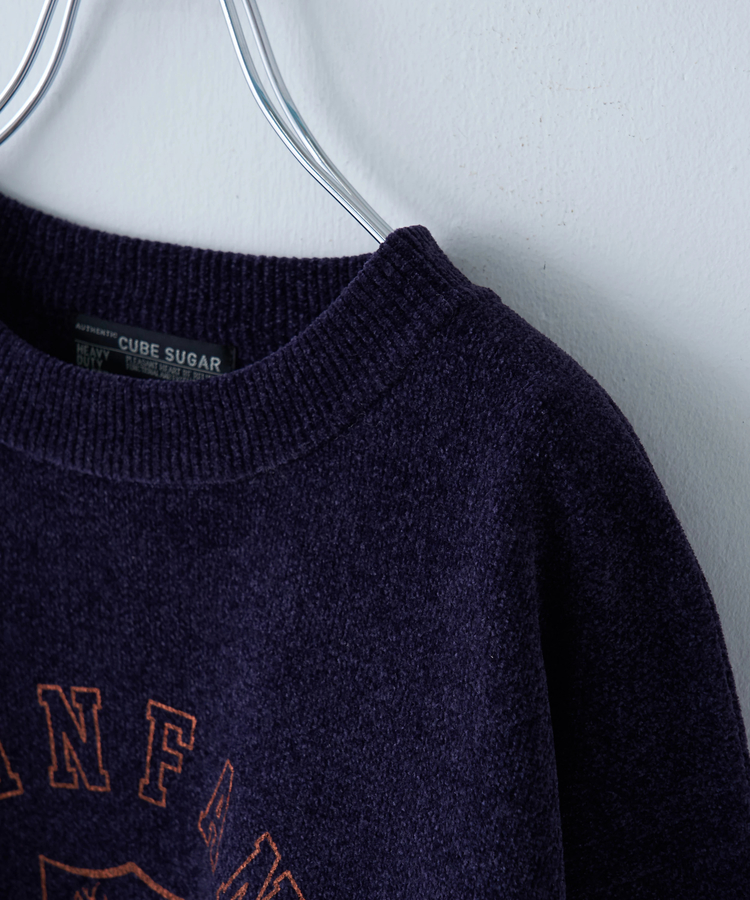 CUBE SUGAR(キューブシュガー) |【秋冬新作】モールヤーン ニット ロゴプリント プルオーバー