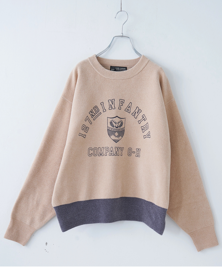 CUBE SUGAR(キューブシュガー) |【秋冬新作】モールヤーン ニット ロゴプリント プルオーバー