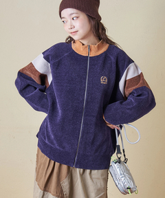 【秋冬新作】モールヤーン ニット ライン入り トラックジャケット