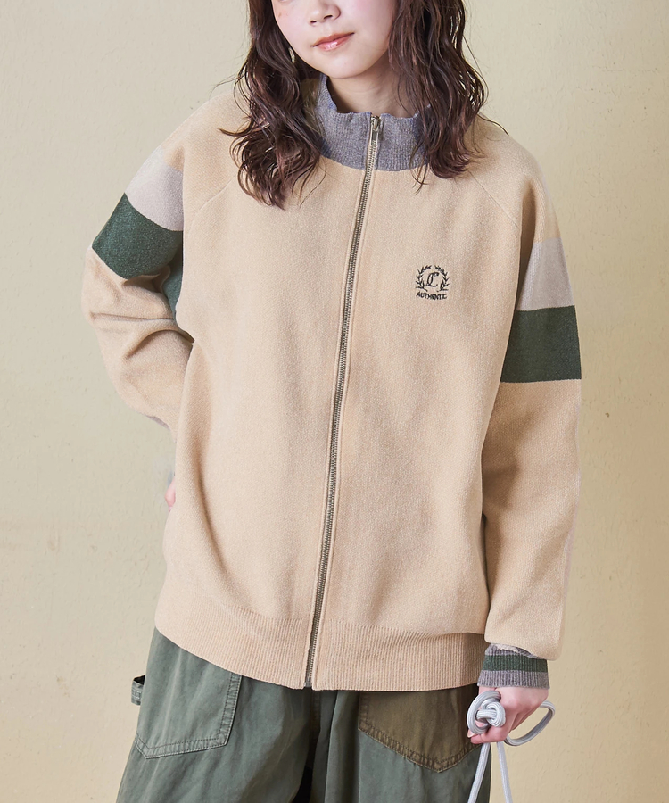 CUBE SUGAR(キューブシュガー) |【秋冬新作】モールヤーン ニット ライン入り トラックジャケット