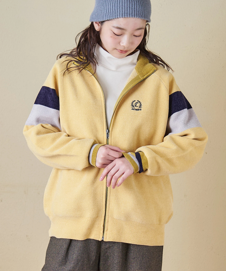 CUBE SUGAR(キューブシュガー) |【秋冬新作】モールヤーン ニット ライン入り トラックジャケット