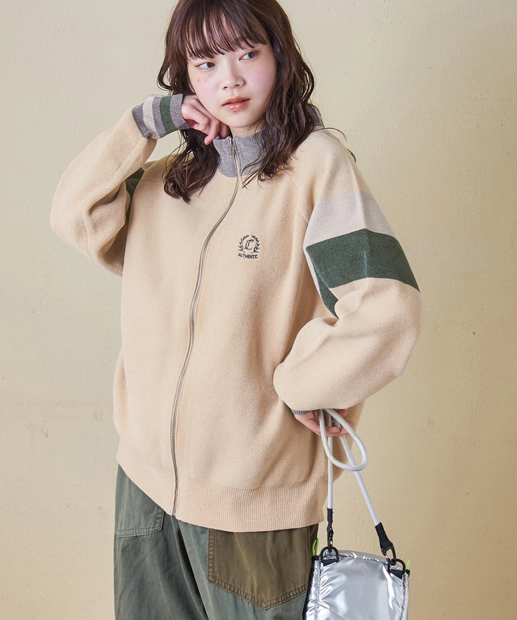 CUBE SUGAR(キューブシュガー) |【秋冬新作】モールヤーン ニット ライン入り トラックジャケット