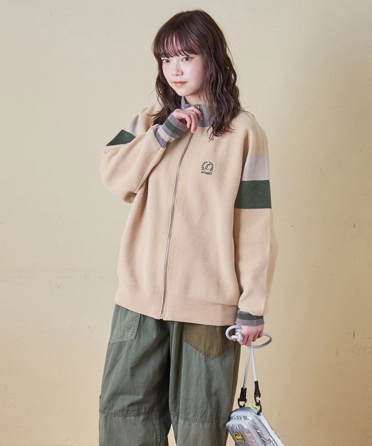 CUBE SUGAR(キューブシュガー) |【秋冬新作】モールヤーン ニット ライン入り トラックジャケット