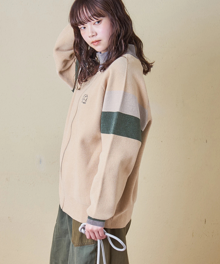 CUBE SUGAR(キューブシュガー) |【秋冬新作】モールヤーン ニット ライン入り トラックジャケット