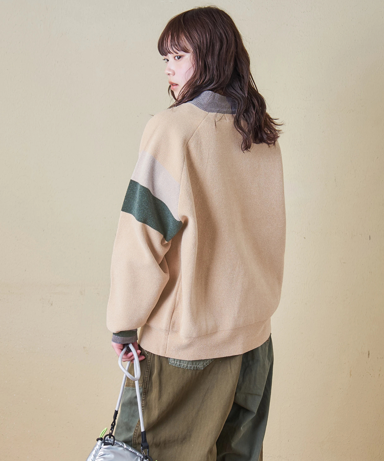 CUBE SUGAR(キューブシュガー) |【秋冬新作】モールヤーン ニット ライン入り トラックジャケット