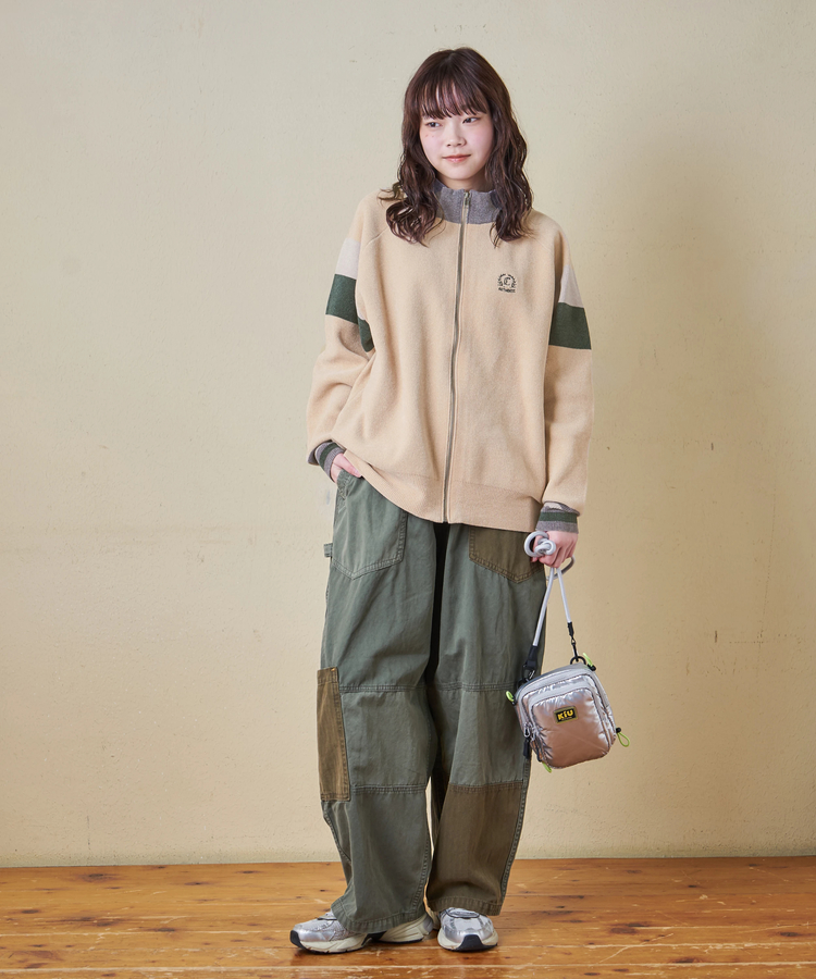 CUBE SUGAR(キューブシュガー) |【秋冬新作】モールヤーン ニット ライン入り トラックジャケット