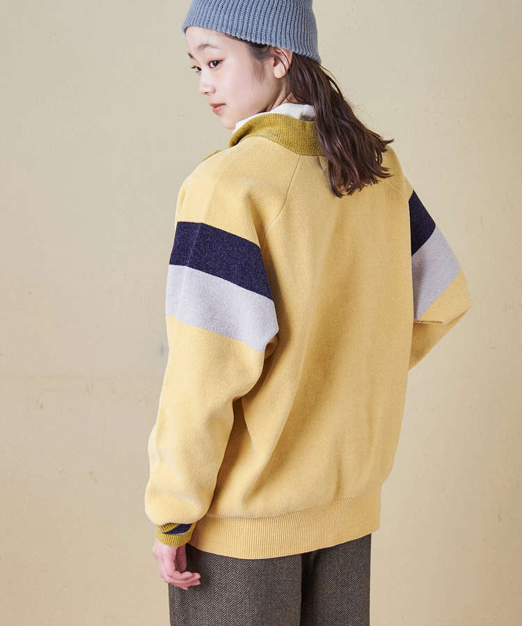 CUBE SUGAR(キューブシュガー) |【秋冬新作】モールヤーン ニット ライン入り トラックジャケット