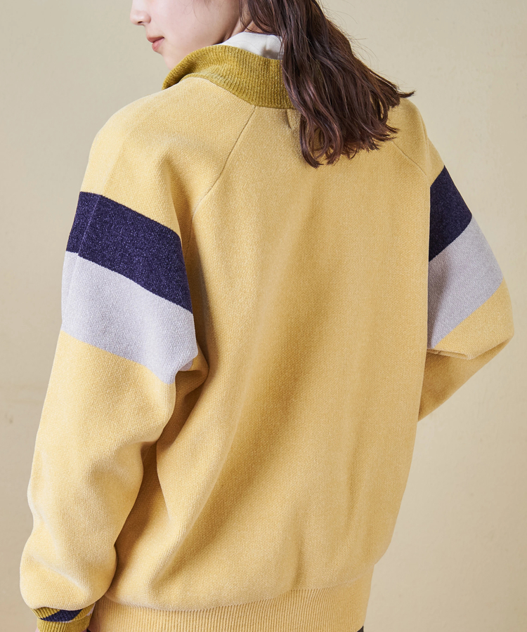 CUBE SUGAR(キューブシュガー) |【秋冬新作】モールヤーン ニット ライン入り トラックジャケット