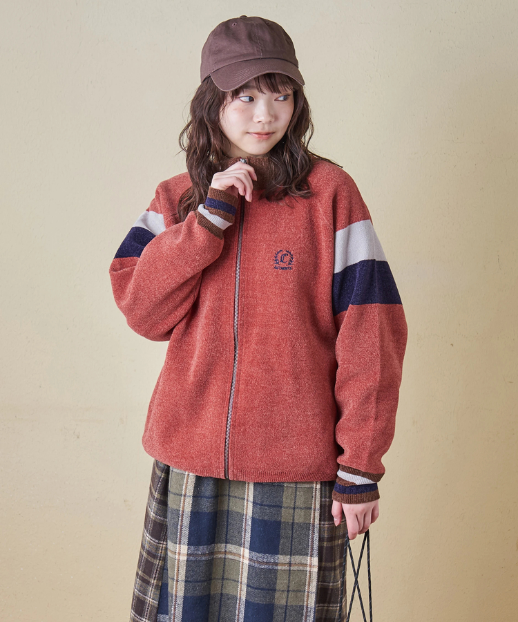 CUBE SUGAR(キューブシュガー) |【秋冬新作】モールヤーン ニット ライン入り トラックジャケット