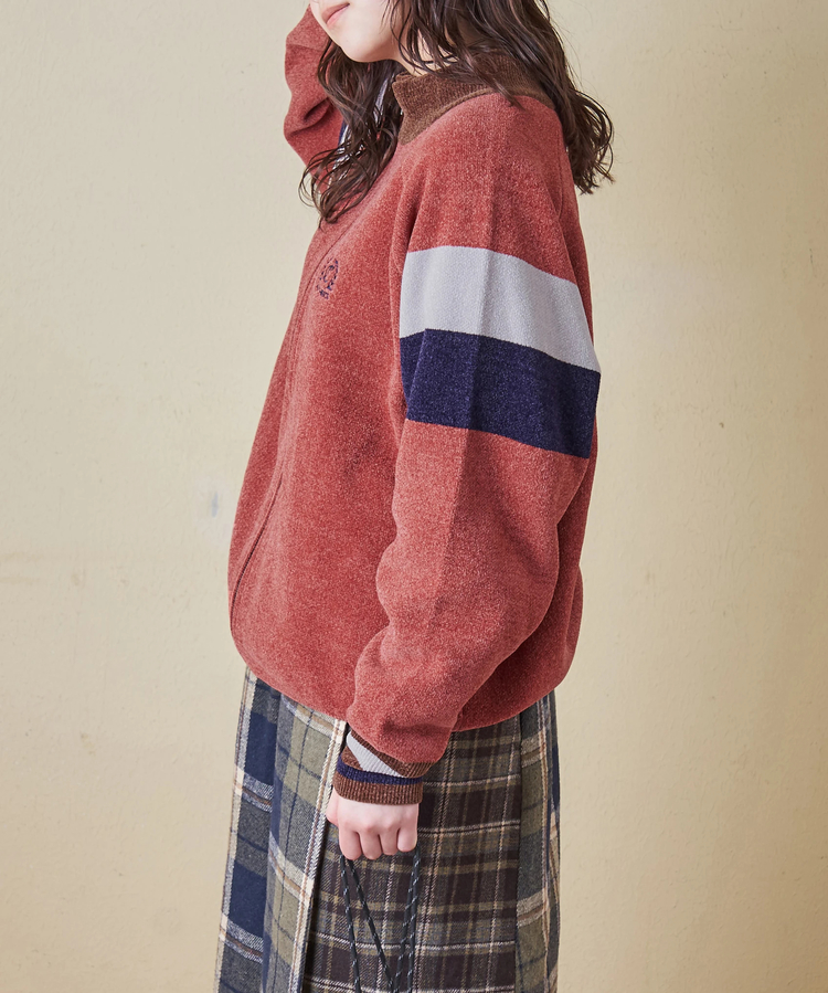 CUBE SUGAR(キューブシュガー) |【秋冬新作】モールヤーン ニット ライン入り トラックジャケット