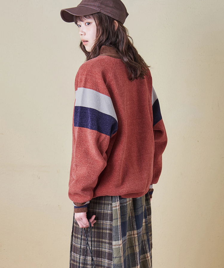 CUBE SUGAR(キューブシュガー) |【秋冬新作】モールヤーン ニット ライン入り トラックジャケット