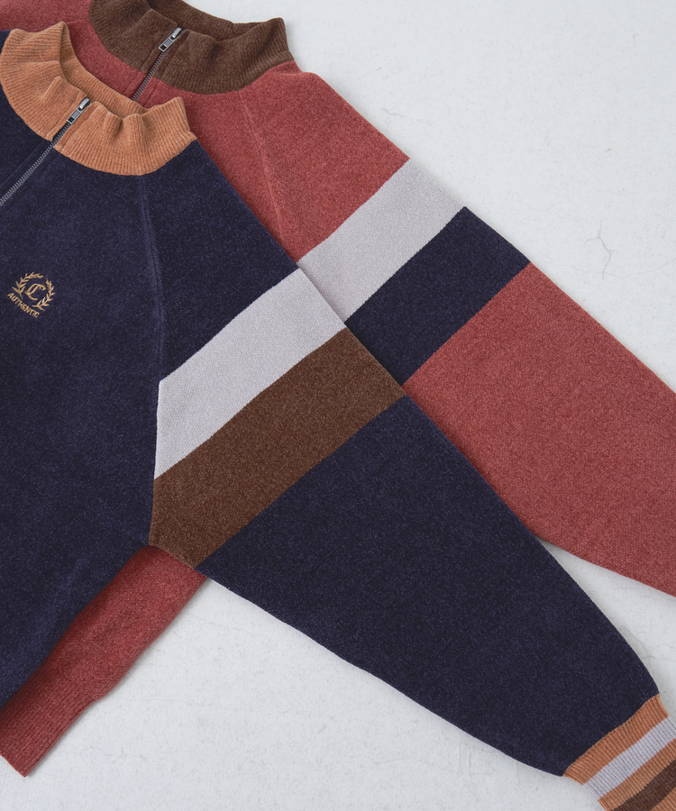 CUBE SUGAR(キューブシュガー) |【秋冬新作】モールヤーン ニット ライン入り トラックジャケット