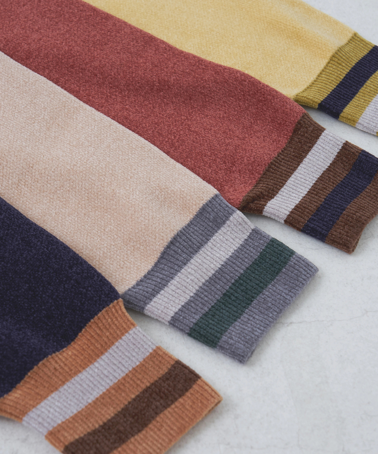 CUBE SUGAR(キューブシュガー) |【秋冬新作】モールヤーン ニット ライン入り トラックジャケット