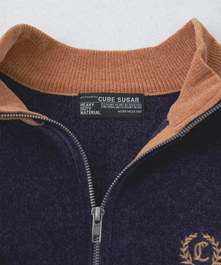 CUBE SUGAR(キューブシュガー) |【秋冬新作】モールヤーン ニット ライン入り トラックジャケット