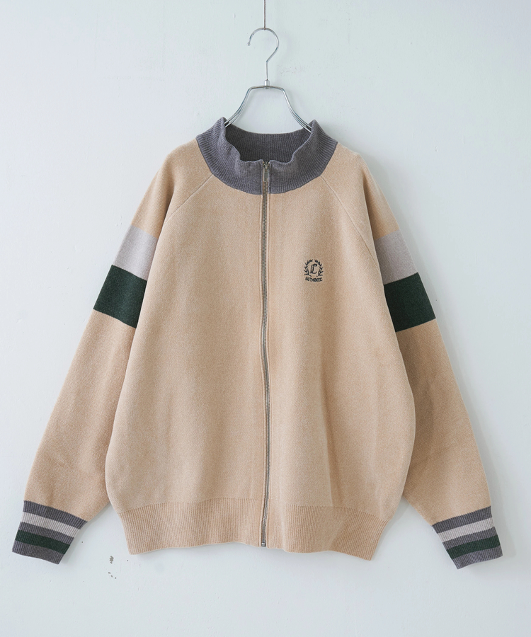 CUBE SUGAR(キューブシュガー) |【秋冬新作】モールヤーン ニット ライン入り トラックジャケット