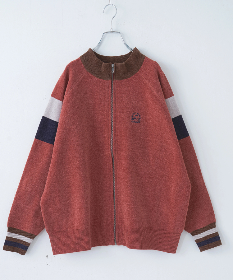 CUBE SUGAR(キューブシュガー) |【秋冬新作】モールヤーン ニット ライン入り トラックジャケット